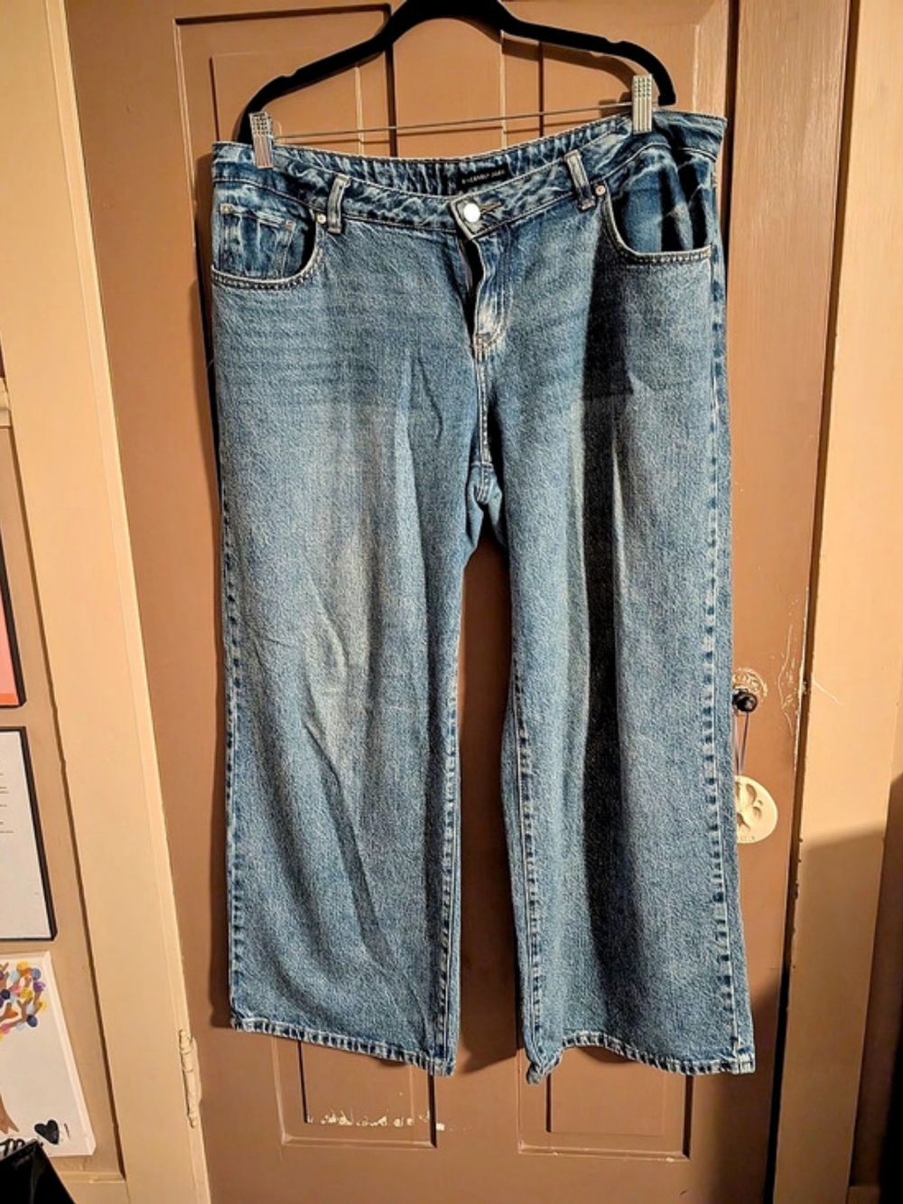Sincerely Jules Medium Blue Denim Jeans Low Rise Wide Leg Size 13/31